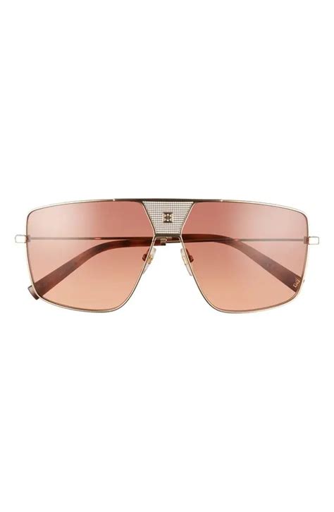 Givenchy 63mm Oversize Aviator Sunglasses In Gold 